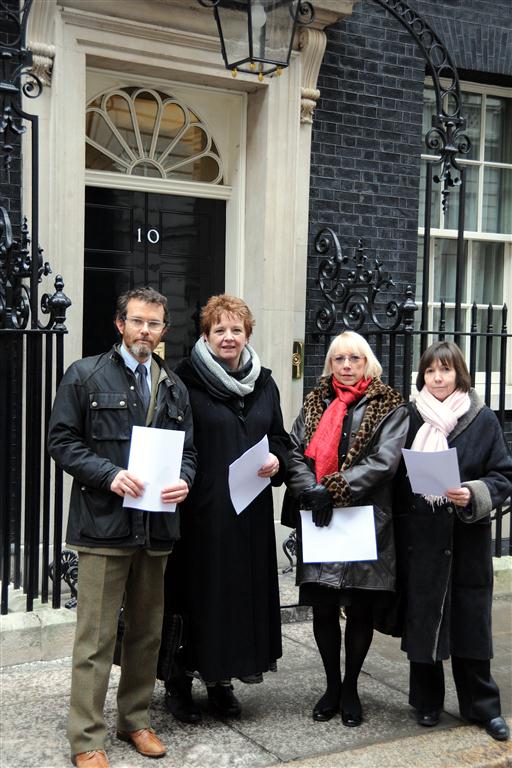 The ISM’s Chief Executive Deborah Annetts (far right) and (L-R) Include Design campaign coordinator Joe Macleod joined the presidents of the National Association of Head Teachers (NAHT) and National Union of Teachers (NUT) in handing in a letter to Number 10 calling for the EBacc proposals to be slowed down in 2013 – which was successful.